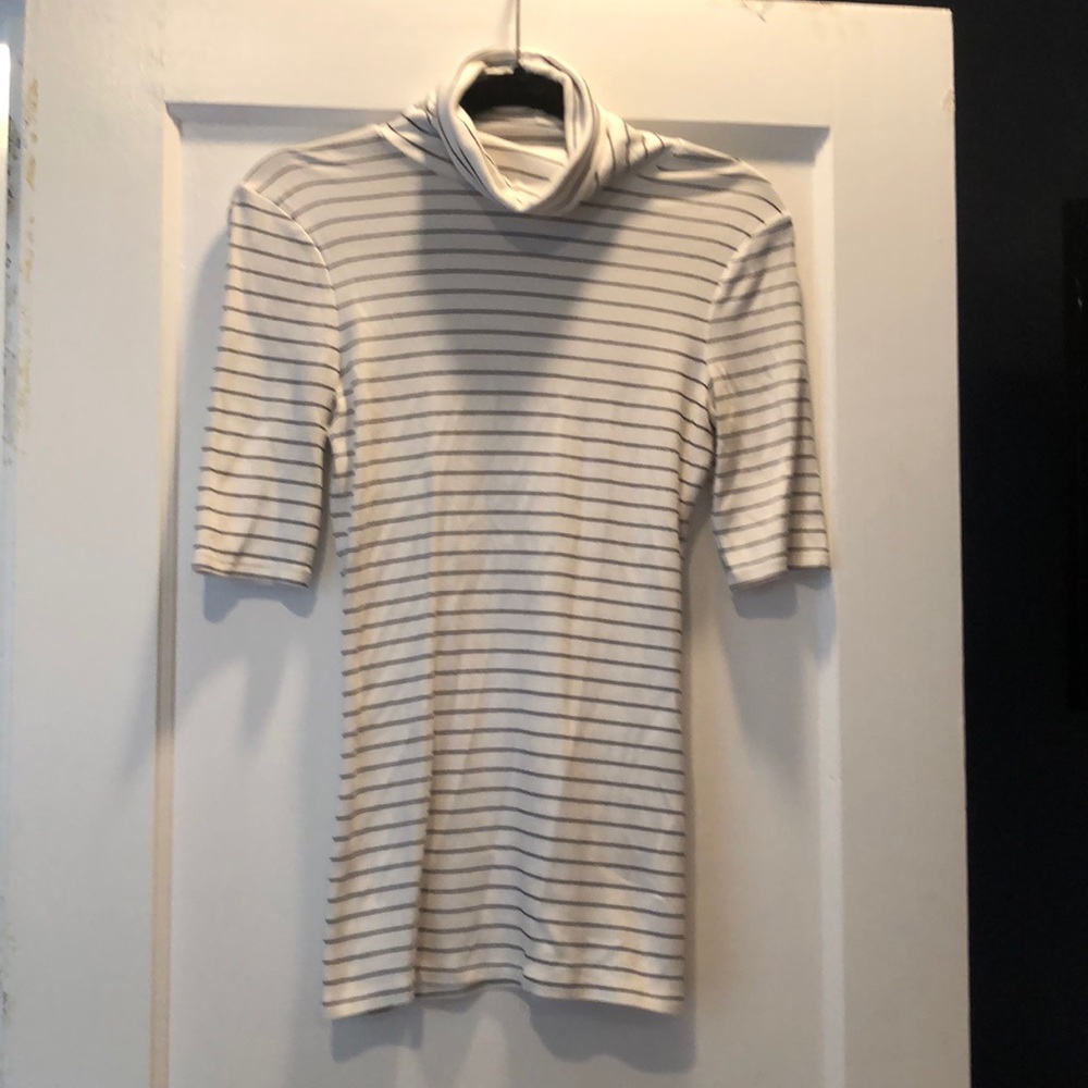 White and black cowl neck shirt, great for work